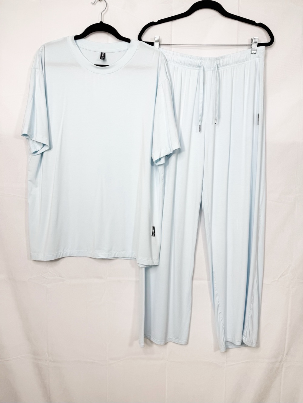 Cmfrt Cloud Lounge Set Tee Shirt Wide Leg Pants Light Baby Blue Two (2) Piece - Picture 2 of 16